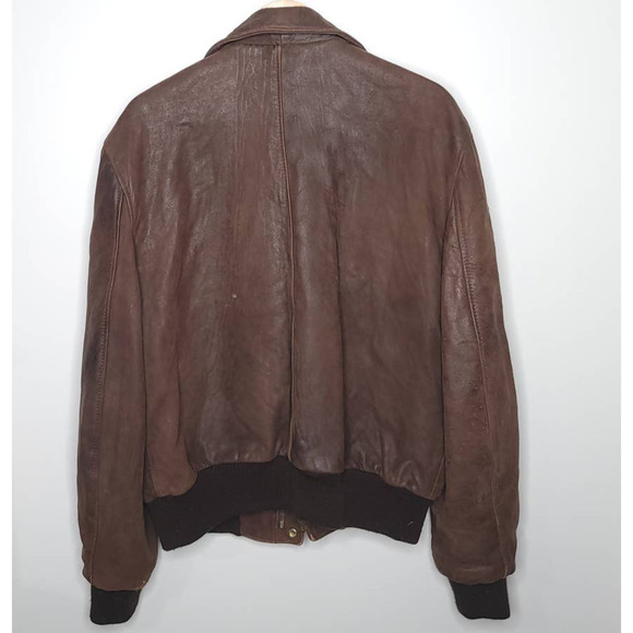 San Diego Leather Jacket Factory Brown Deer Skin Leather Bomber Jacket Size 42 - Picture 2 of 5
